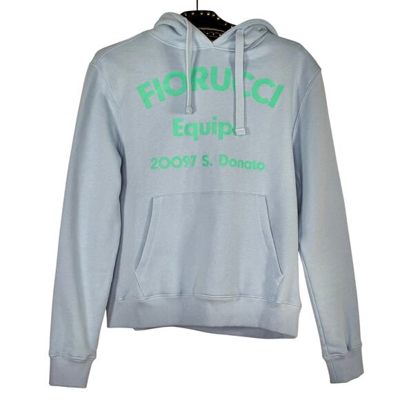 FIORUCCI Equip Blue Logo Pullover Hoodie Sweatshirt Small NWOT - Picture 1 of 9
